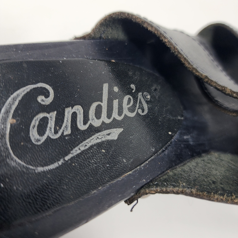 Candie's Clogs Vintage Black Leather Mules Womens 6 - Picture 5 of 12